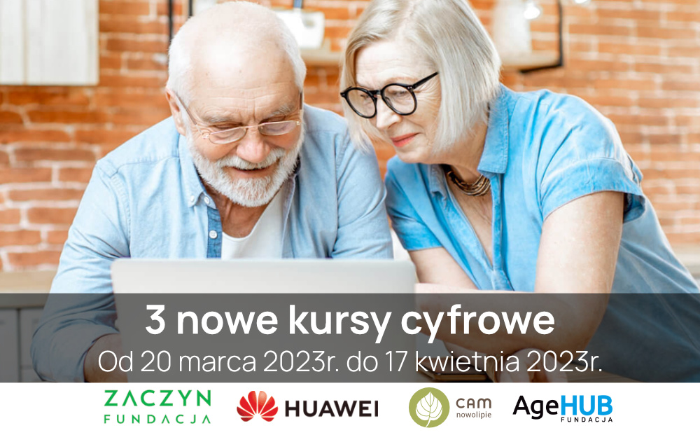 Fundacja Zaczyn i Huawei Polska zapraszają na 3 nowe, stacjonarne kursy cyfrowe w Warszawie.